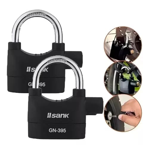 Kit 2 Cadeados Segredo Trava Segurança Alarme Som Anti-furto