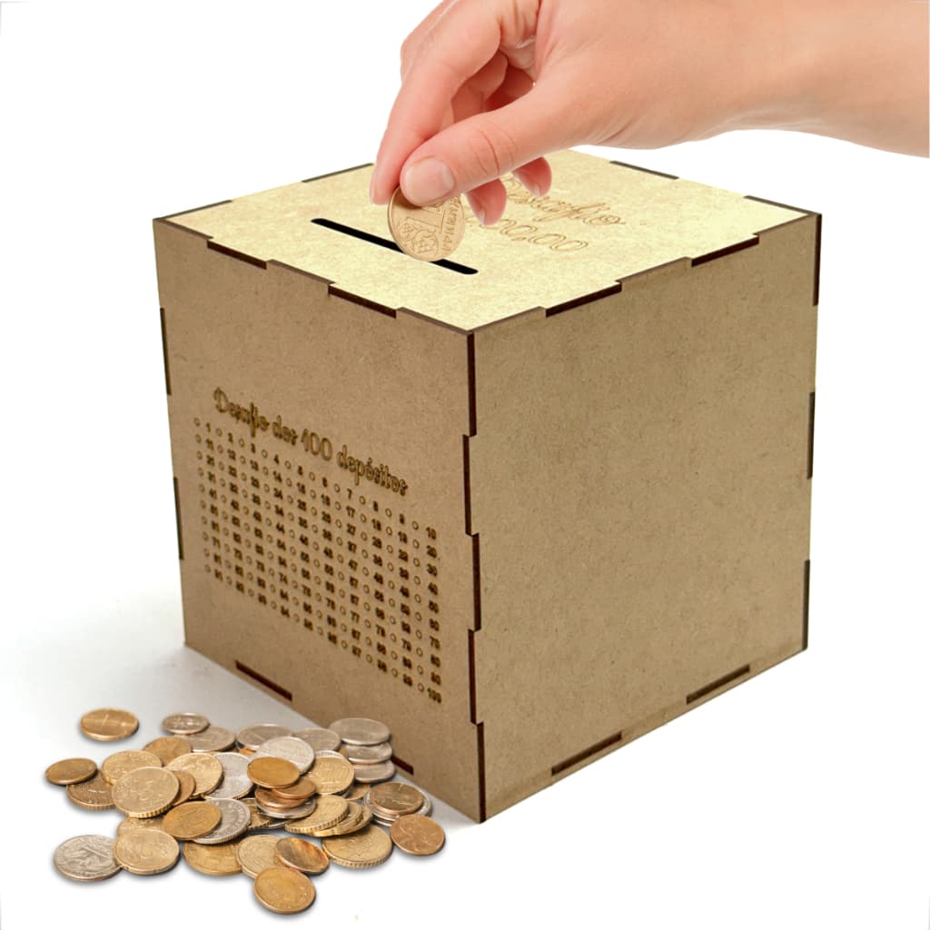 Cofre Mdf Desafio Poupança 1Mil 5Mil 10Mil 20Mil Caixa Economica de Madeira