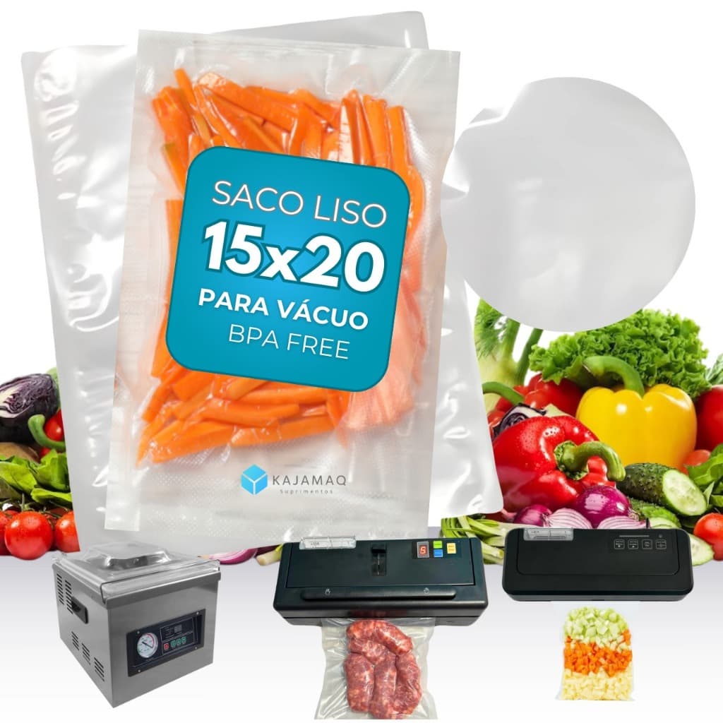 Saco a Vácuo Transparente 10x15, 15x20, 20x25 ou 20x30 100 Unidades Alta Resistência Conservação Prolongada