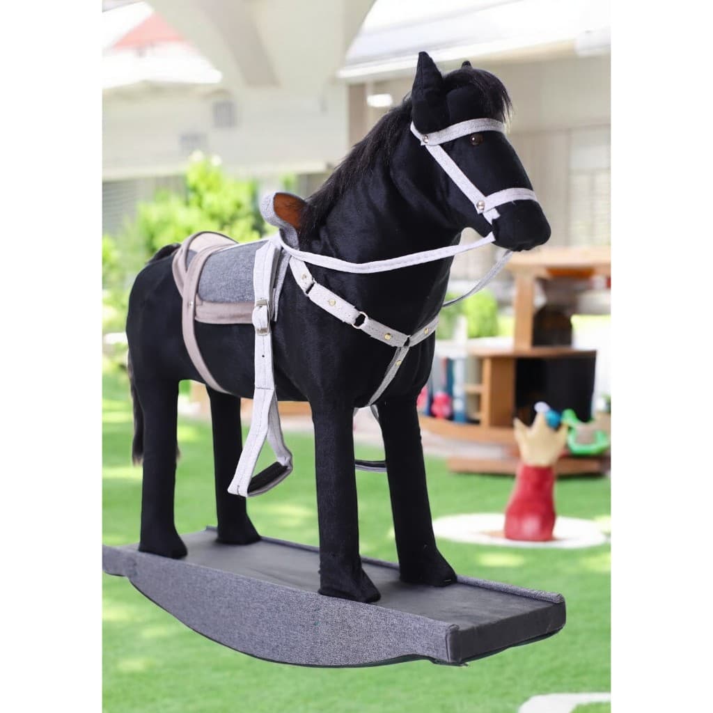 Cavalinho de Balanço de Pelúcia Luxo com Sela e Cabeça Flexível