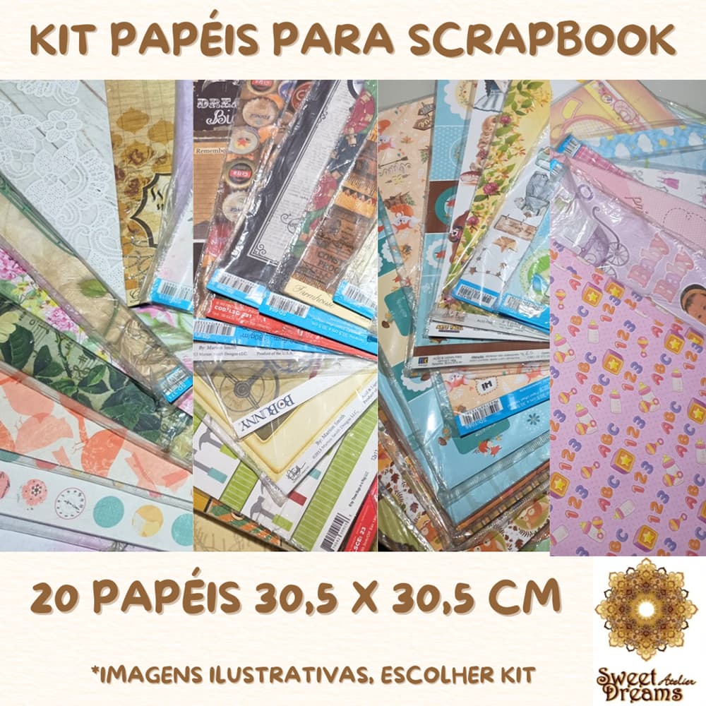PAPEL SCRAPBOOK KIT COM 20 UNIDADES 30,5 X 30, 5 CM