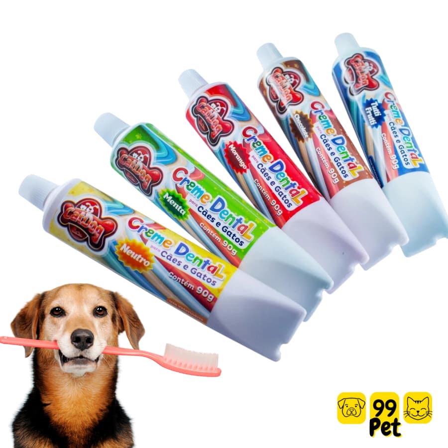 Pasta De Dente Cachorro Gato creme dental Catdog 90g Sabores Diversos Sabor