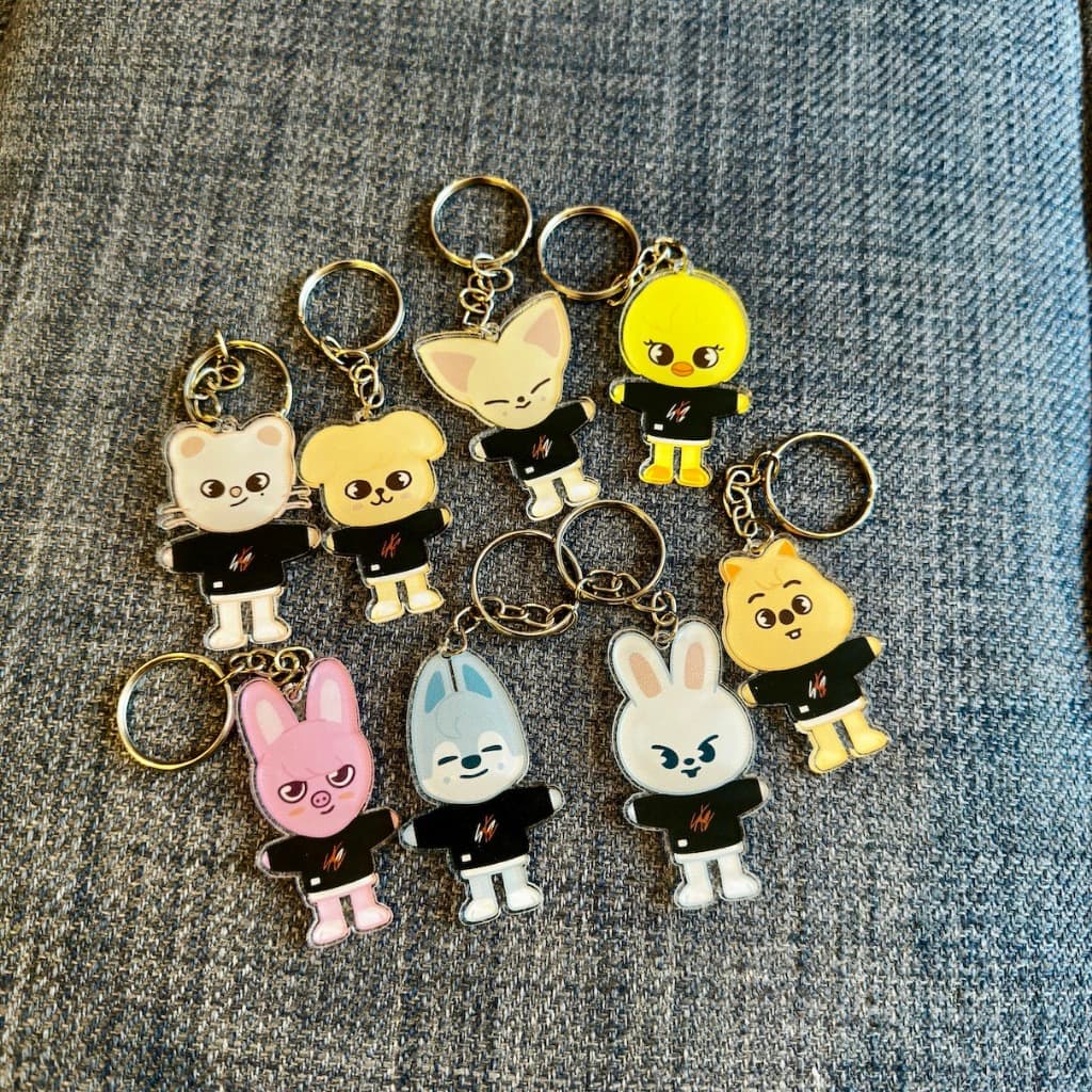 Chaveiro Cartoon Skzoo Stray Kids de Acrílico Todos os Personagens Pingente para Mochila ou Chave
