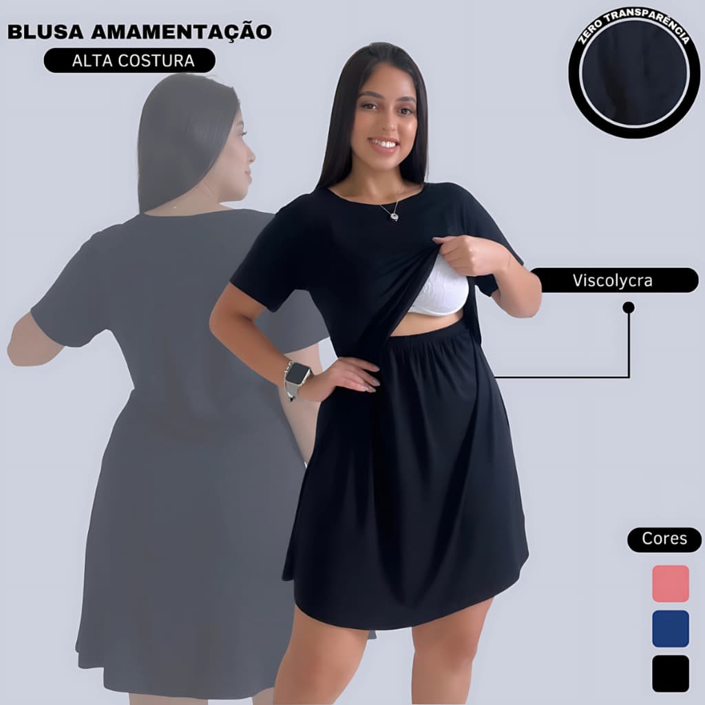 Vestido Amamentação Cores Premium Grávida Amamentar Maternidade Casual Vestidos Manga Curta