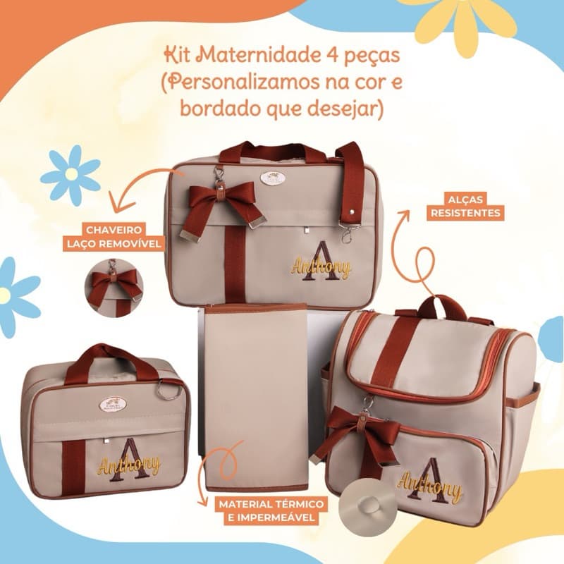 Kit maternidade personalizado 4 peças | Coleção Pequenos Encantos