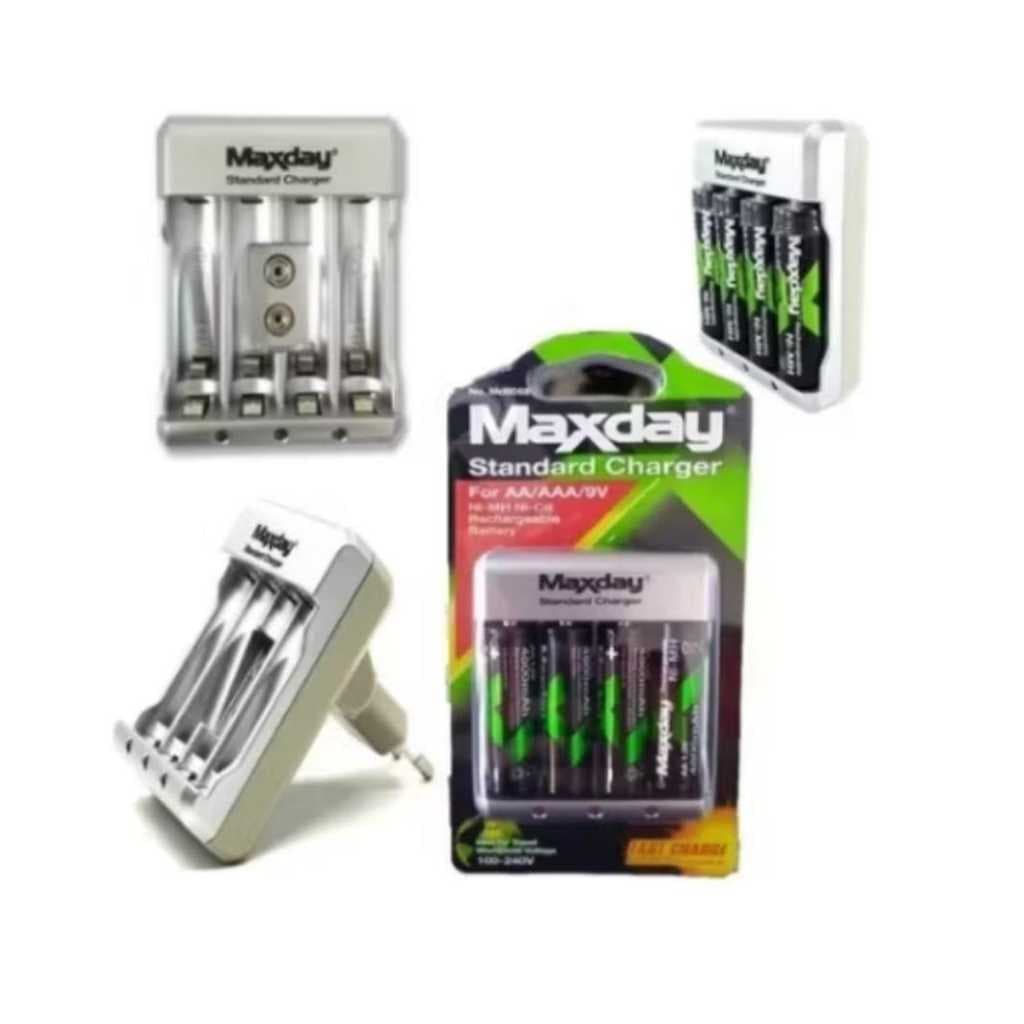 Kit Carregador Portátil + 4 Pilhas AA4800mah Recarregáveis-Atacado