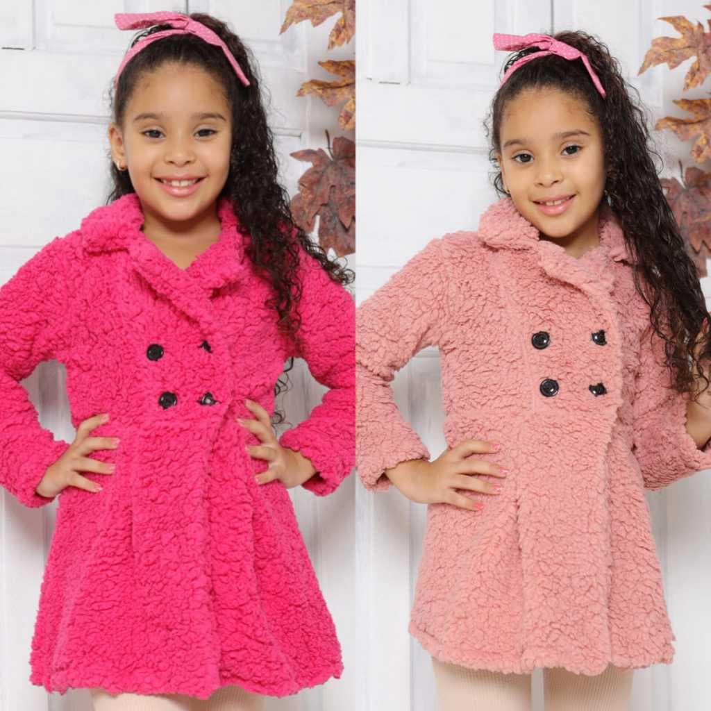 casaco sobretudo teddy infantil menina com botão de luxo tamanho 2 aos 8 anos