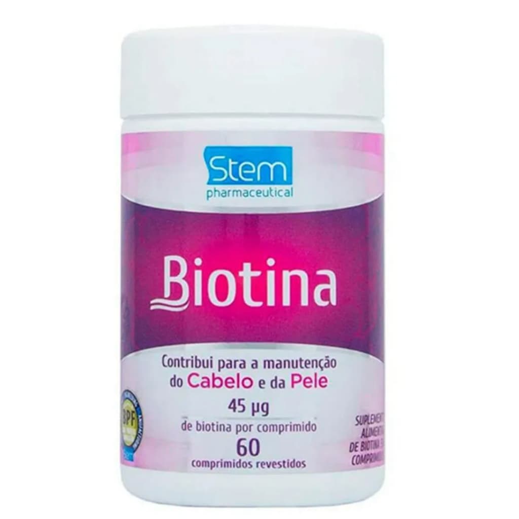 Biotina vitamina B7 cabelo pele e unhas 60 comprimidos - Stem Pharmaceutical