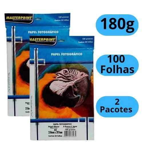 Papel Fotográfico 180g Glossy Brilhante A4 à Prova D'água MASTERPRINT