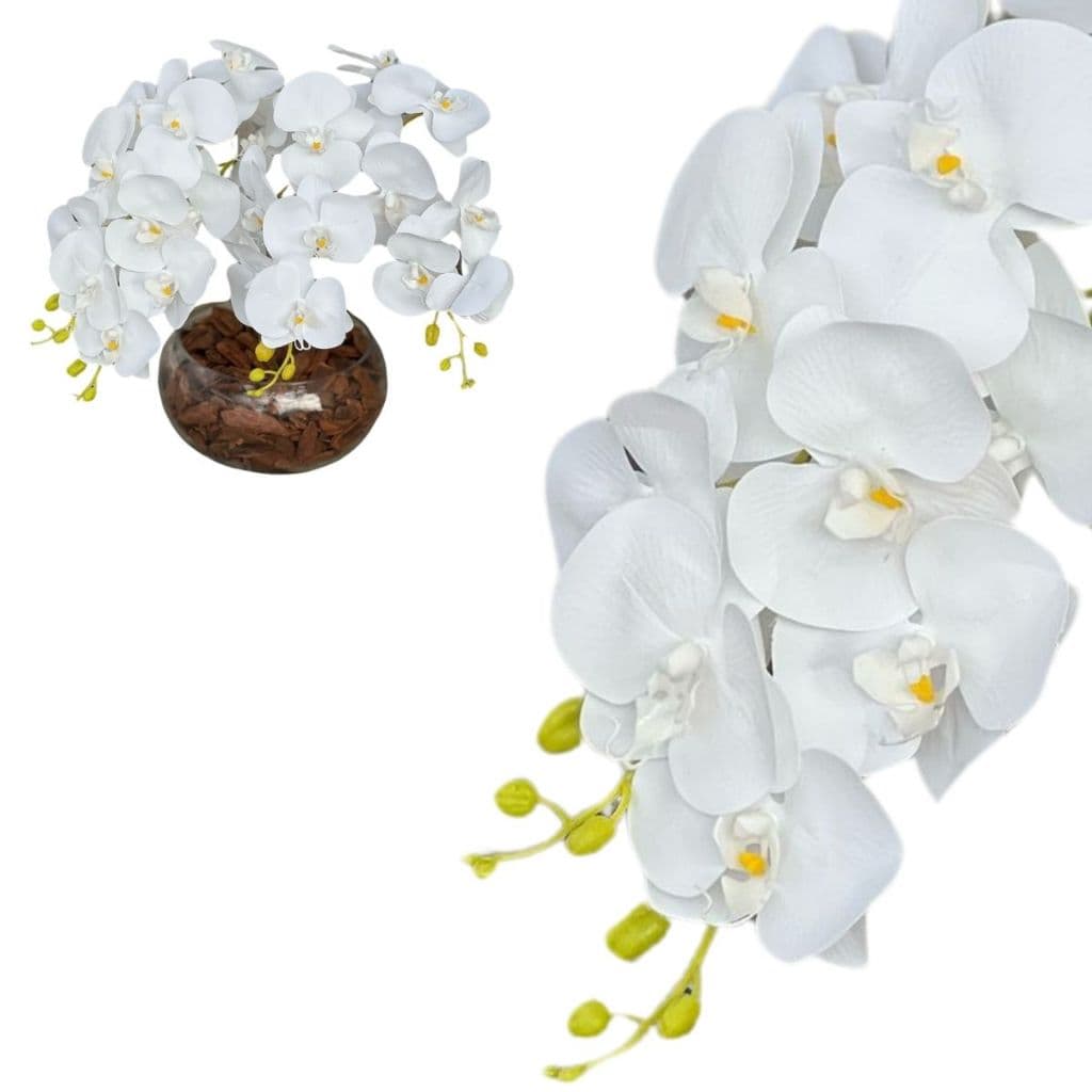1 Orquidea Artificial Silicone 3d Haste Flexivel Parece Real Decoração Mesa de Centro Jantar