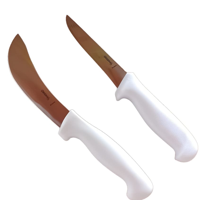 Faca Tira Couro E Sangria Profissional + Faca Desossa 6pol ( 2 PÇS )