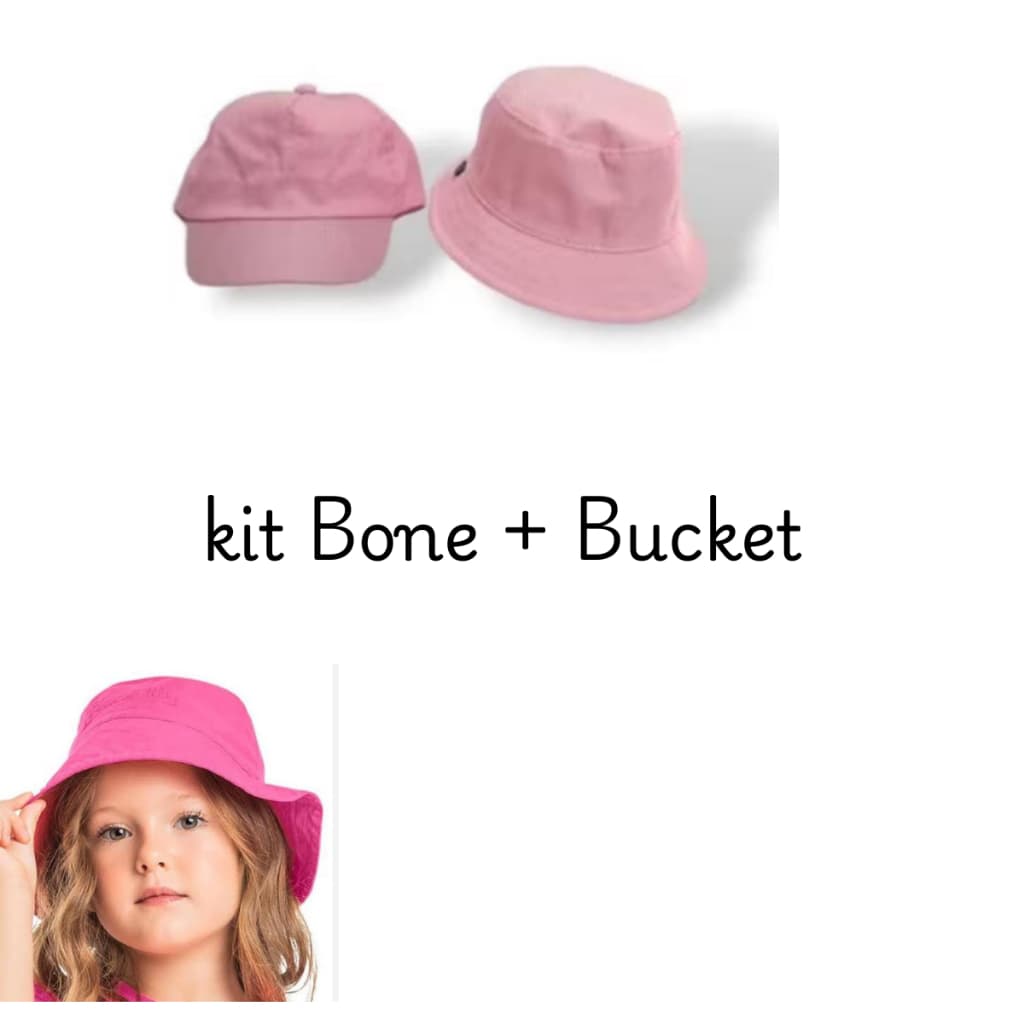 Kit Boné + chapéu Bucket  Infantil Ideal 02  ate 10 Meses