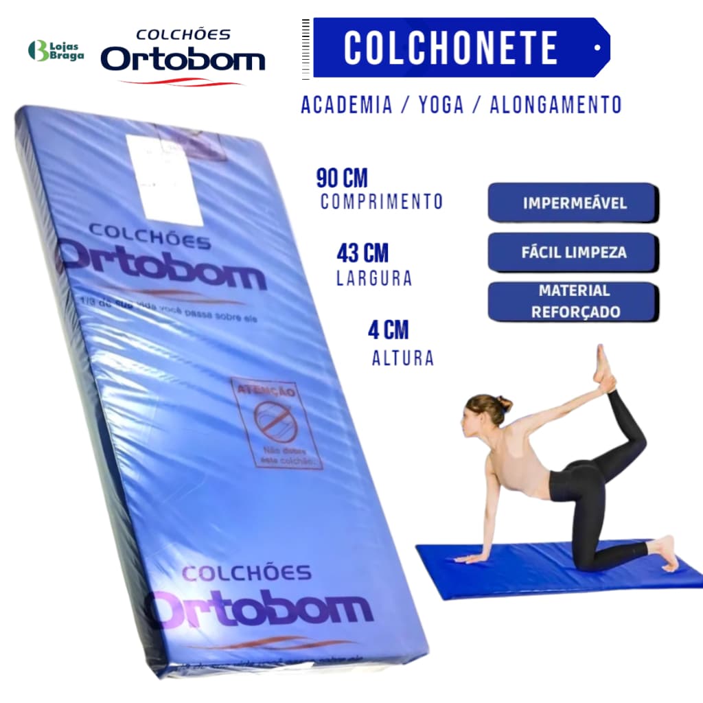 Colchonete Ortobom Academia Exercícios Yoga Esportes Pilates Durável Lavavel Original Alongamento