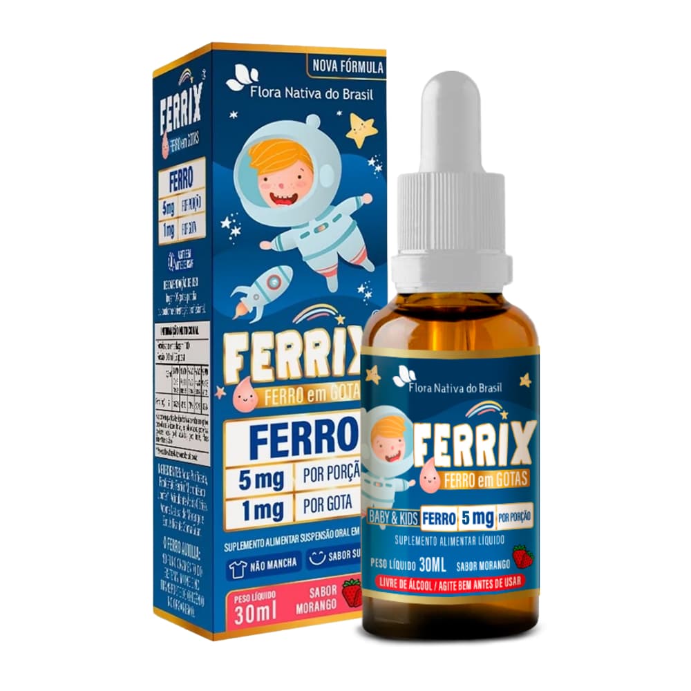 Ferrix ( Ferro 5mg / Porcao) 30ml Sabor Morango KIDS