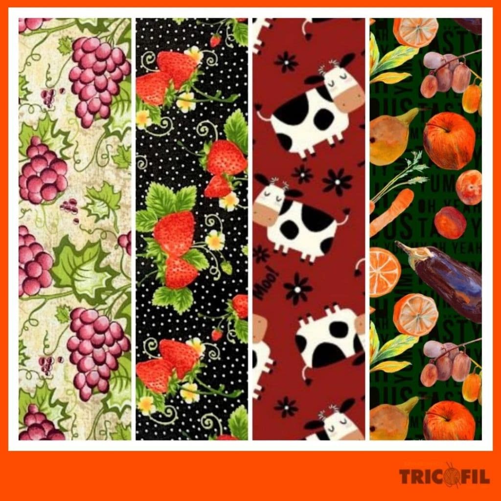 Tecido Estampas Cozinha - Frutas Legumes Bichinhos | Tricoline 100% Algodão (40x75cm)
