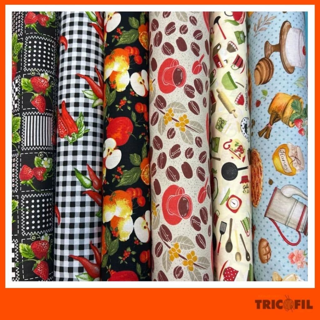 Tecido Estampas Cozinha - Comidas Bebidas Doce Café | Tricoline 100% Algodão (40x75cm)