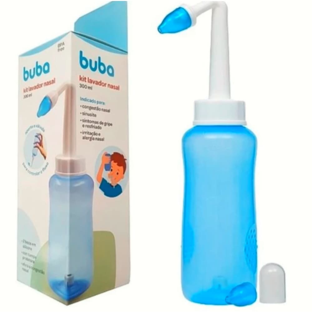 Lavador Nasal Higienizador Lavagem Limpador Sinusite Rinite Alivio Nariz Criança e Adulto 300ml Buba