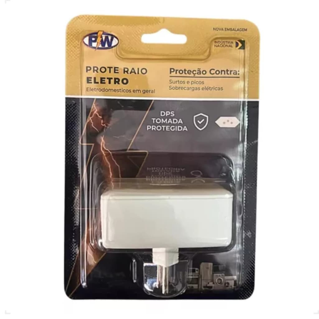 Protetor Contra Raio Surtos Picos Eletro com 2 Tomadas 127v 220v 10A