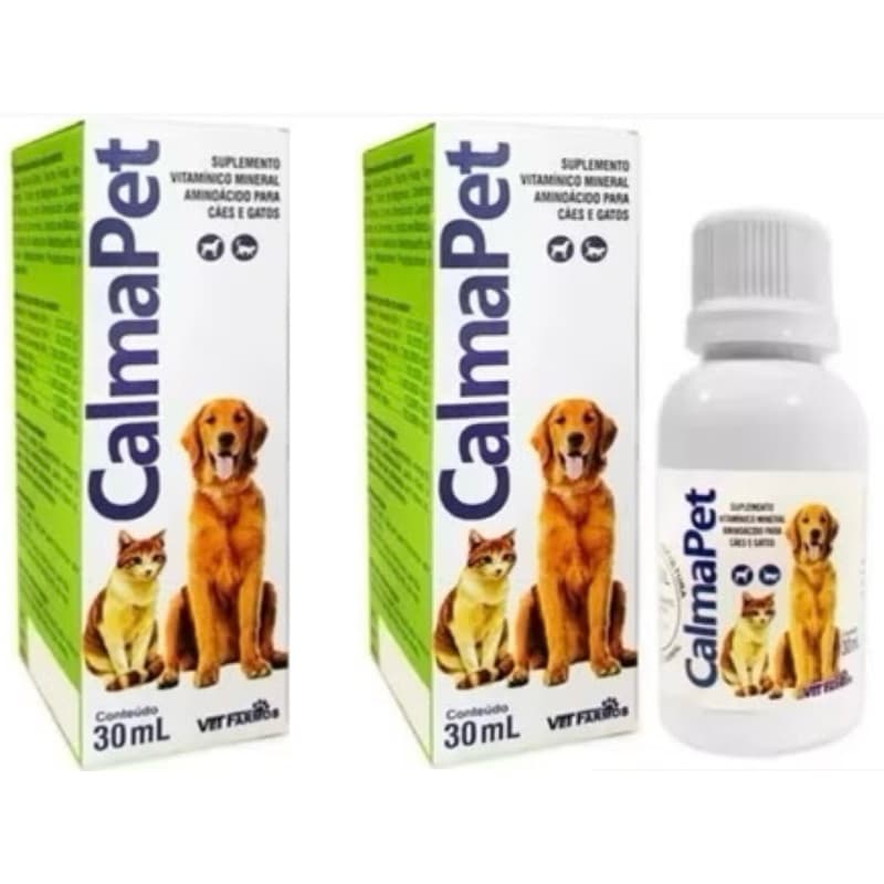 Kit C/ 2 Frascos Calmantes Calmapet Natural Para Cães e Gatos