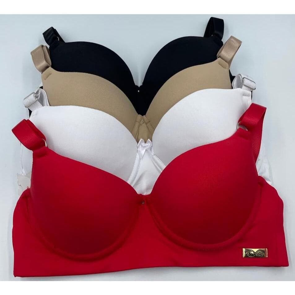 Sutiã Feminino Básico com Bojo Reforçado Confortável Sustentação, Alças Reguláveis Ou 01 Par de meia
