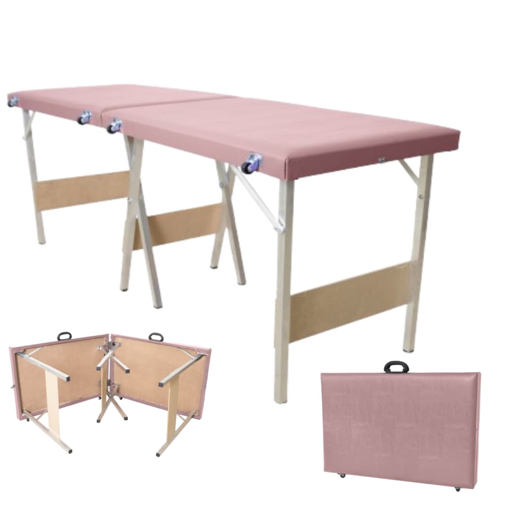 Maca dobrável portátil Premium ROSA BEBÊ  Estética/Massagem/Cílios/Tatuagem 230kg ART PUFF DO BRASIL