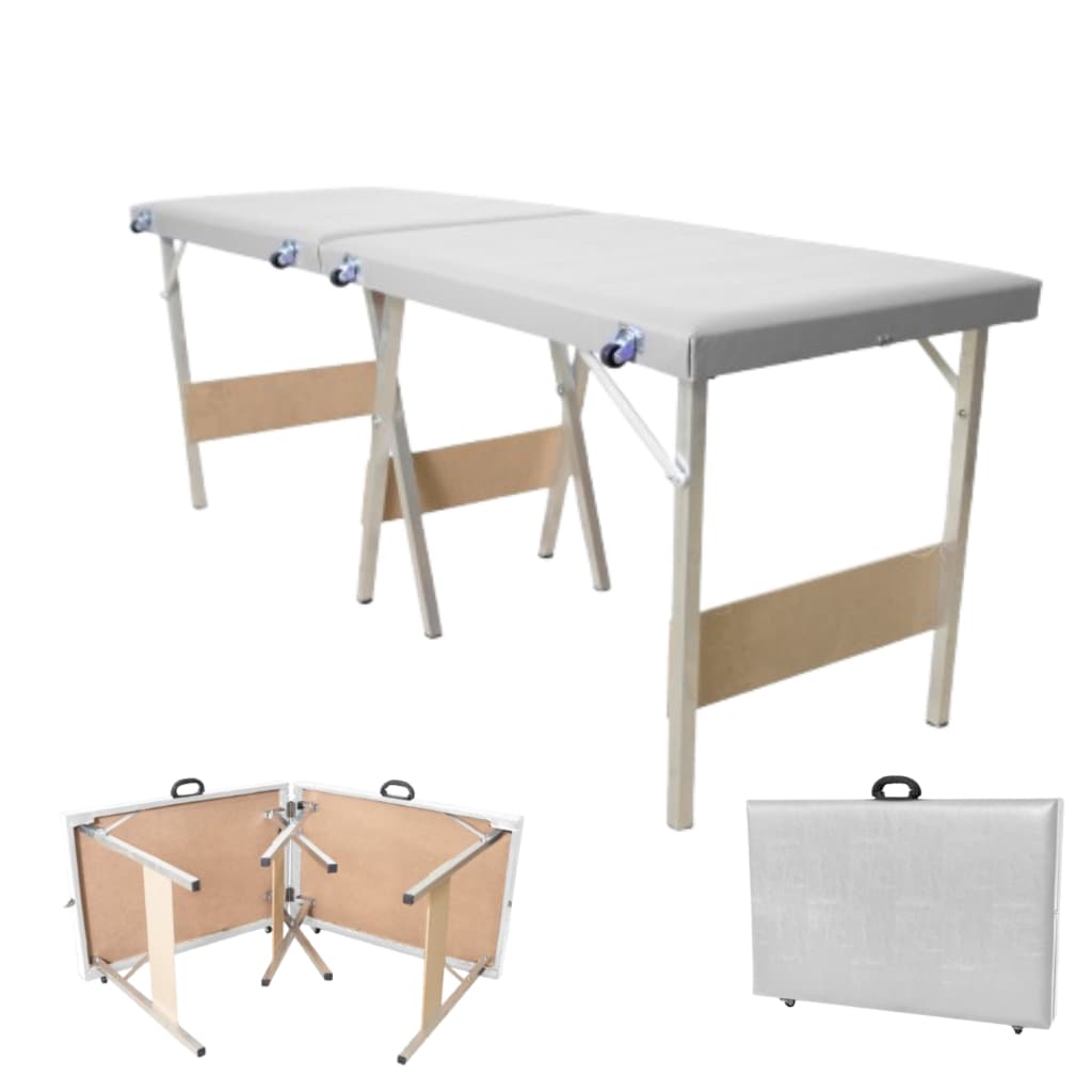 Maca dobrável portátil  BRANCA Premium - Estética/Massagem/Cílios/Tatuagem 230kg  ART PUFF DO BRASIL