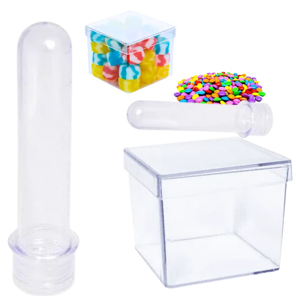 30 Tubetes E 30 Caixinhas Acrílico Lembrancinha Aniversario