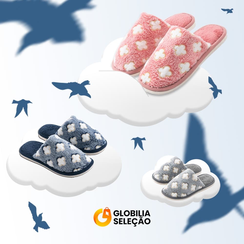 Pantufa Chinelo De Casa Feminina Menina Pelúcia Confortável Inverno KT3509NU