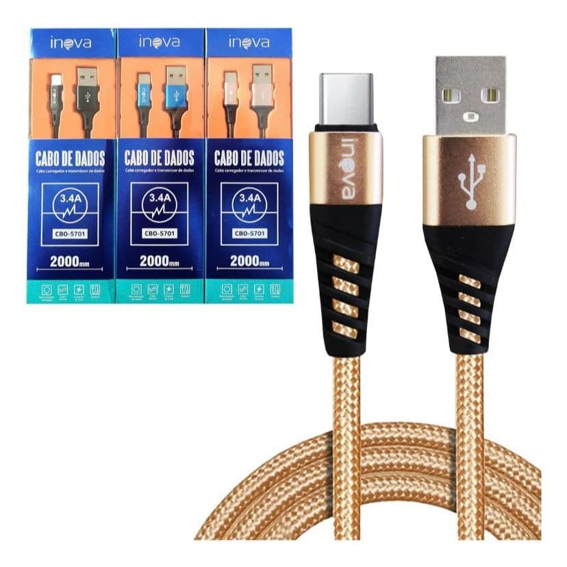 Kit 3 Cabo Tipo C Usb Carregador Ultra Rápido 2 metros Resistente Nylon Anti quebra