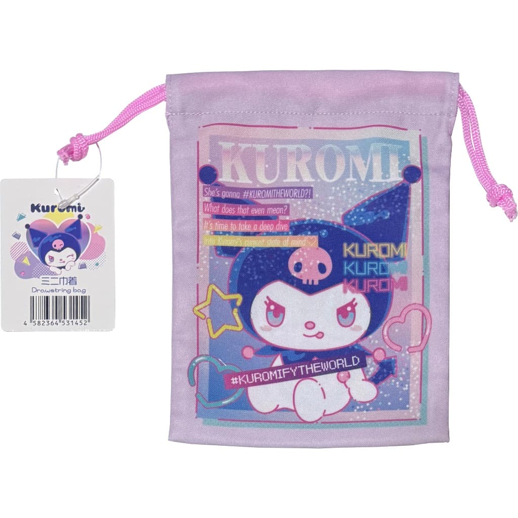 Sanrio Direto Do Japãosanrio Kuromi Mini Bolsa Com Cordão De Poliéster 14 18.5 Cm (Colorido)