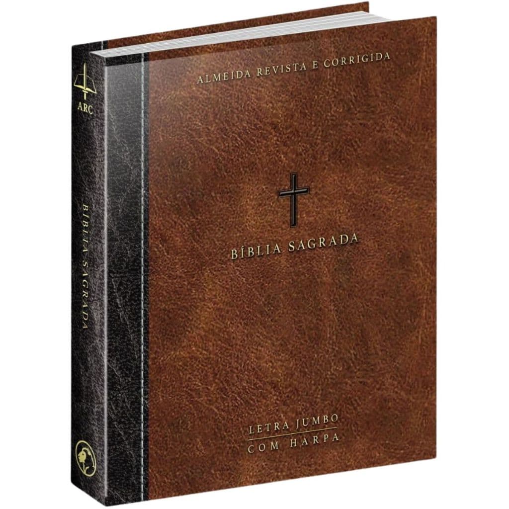 Bíblia Sagrada | Letra Jumbo | ARC com Harpa | Palavras de Jesus em Vermelho | Cruz Marrom