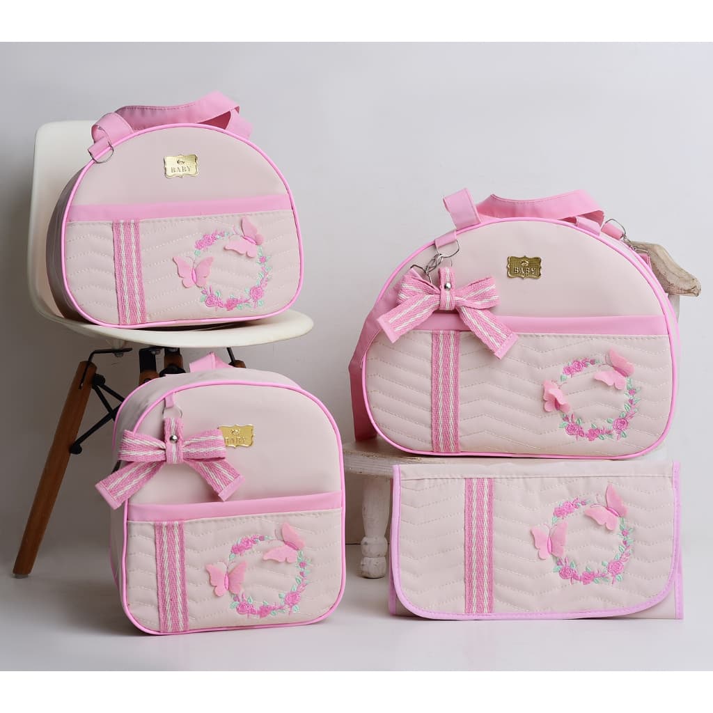 Kit Bolsas Maternidade Para Bebê Tema Borboletas