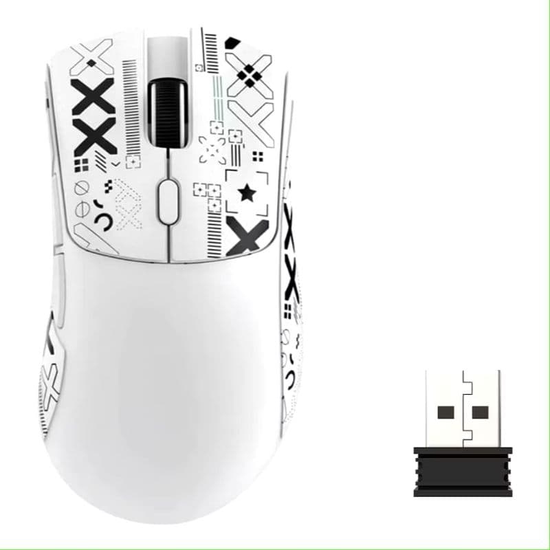 Mouse Gamer Attack Shark R1 BRANCO Sem Fio Bluetooth 2.4G 18000dpi Paw3311 1000hz