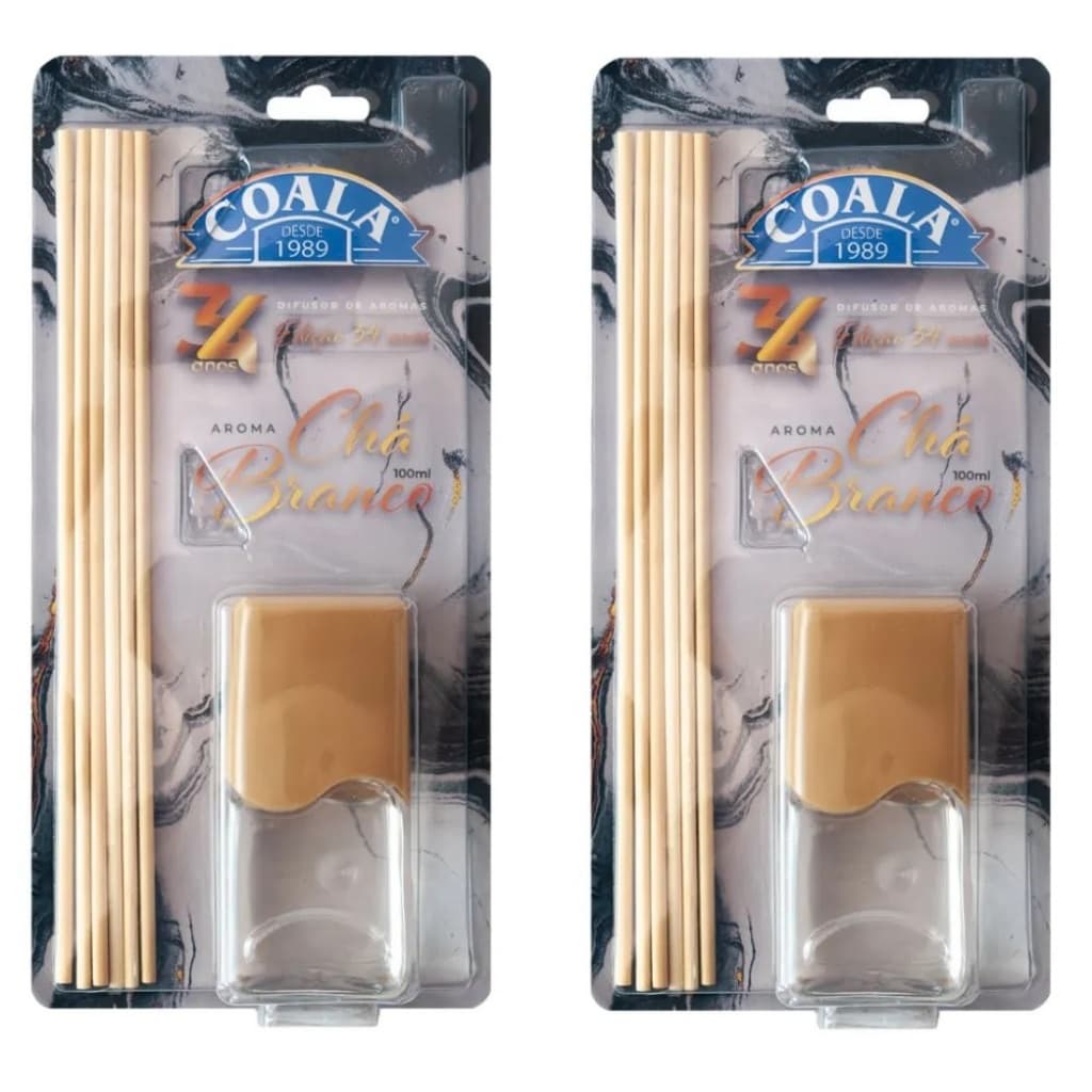 Kit 2 Coala Difusor de Aromas e Ambientes Chá Branco 100ML - Com Varetas - Perfumado