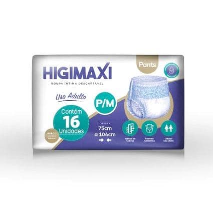 Fralda Geriátrica Higimaxi de vestir / cueca com 16 unidades