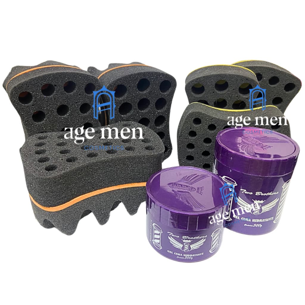 Esponja Nudred + Gel Cera Two Brothers Enrolar Cabelo Modelador