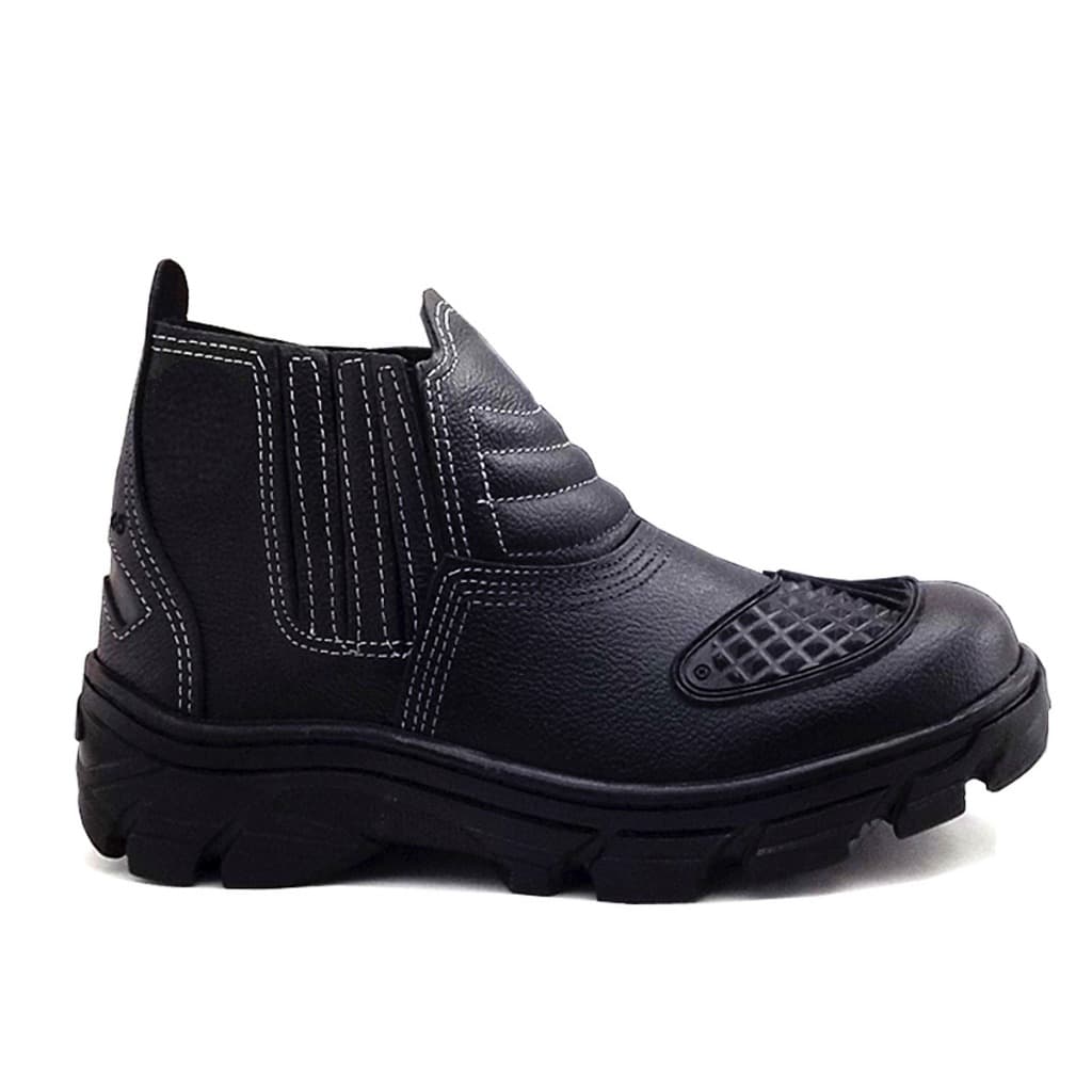Bota De Motoqueiro Em Couro Legítimo Refletiva Com Proteção