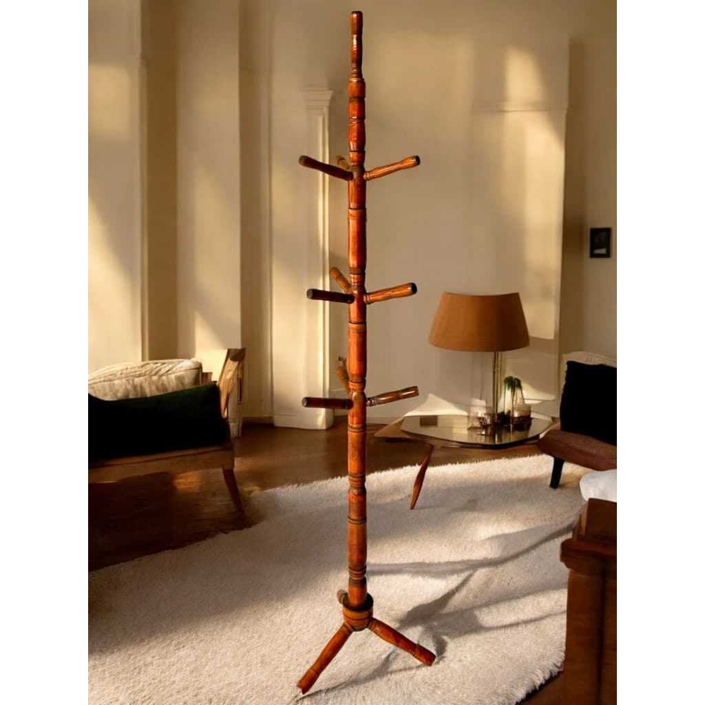 Cabideiro de Madeira Envernizado Chao Mancebo Decoração Cozinha Arara De Roupas 10 Ganchos Bolseiro