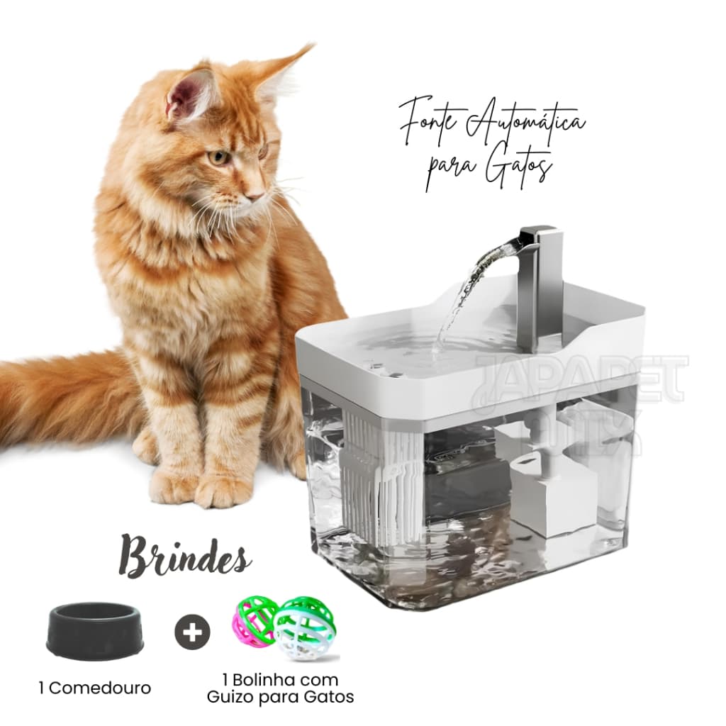 Fonte Para Gatos Automática Bebedouro Purificador de Água Bivolt Com Filtro + Comedouro Promoção