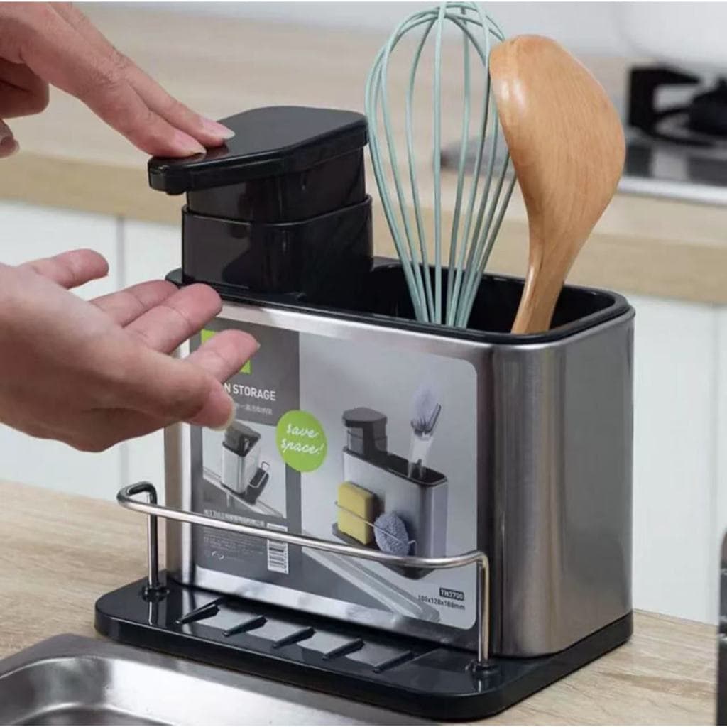 Escorredor Organizador Utensílios Cozinha Faqueiro Faca Suporte ou de louça de cozinha Dispensador de sabão Inox