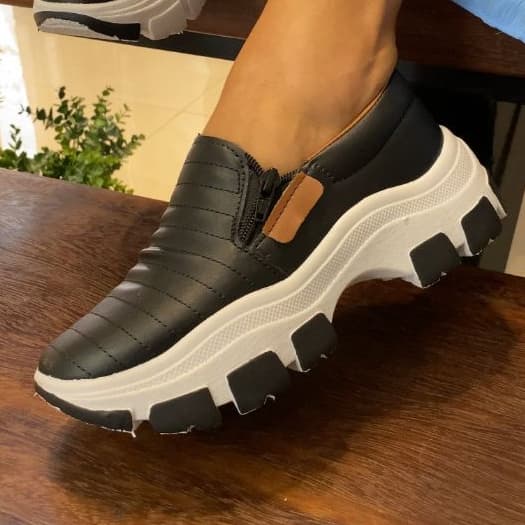 Ténis Feminino Slip On Casual Confortável Versátil Simples