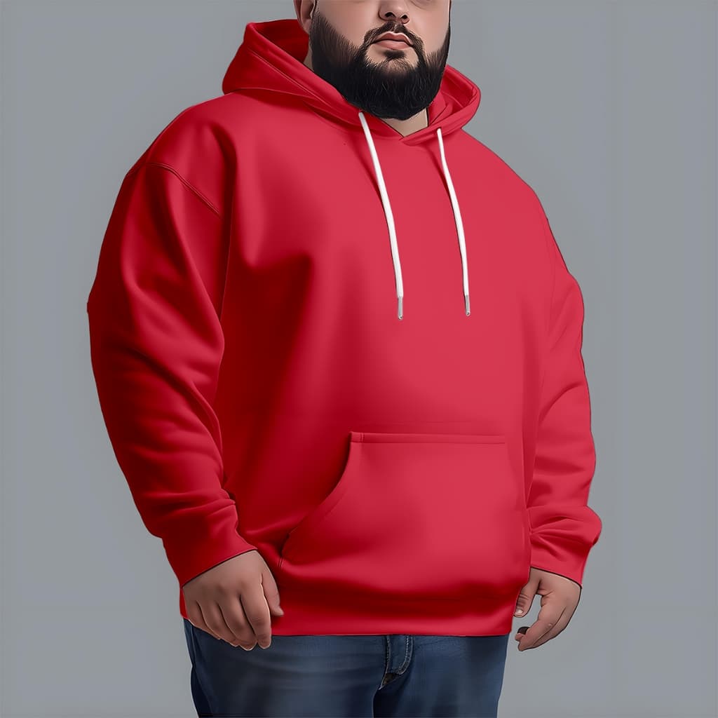 Blusa Moletom Slim Básico Plus Size com Capuz Canguru Algodão