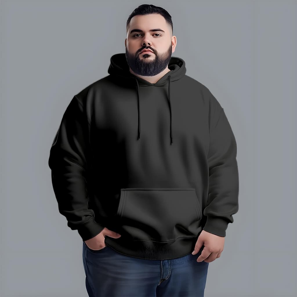 Blusa Moletom Slim Básico Plus Size com Capuz Canguru Algodão