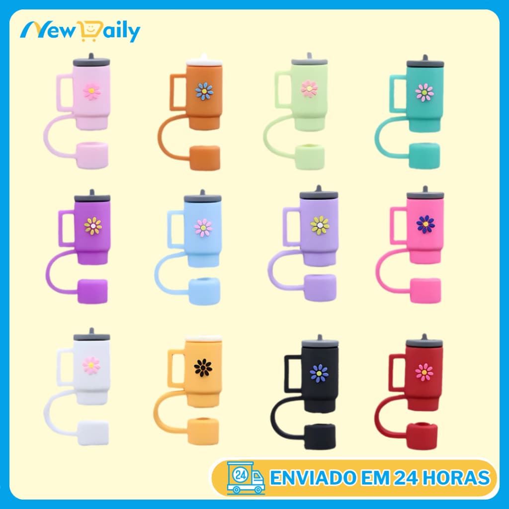 10mm Tampa Para Canudo Copo Stanley Quencher Protetora Silicone Reutilizável Palha de Borracha Macia CASA-11-ML