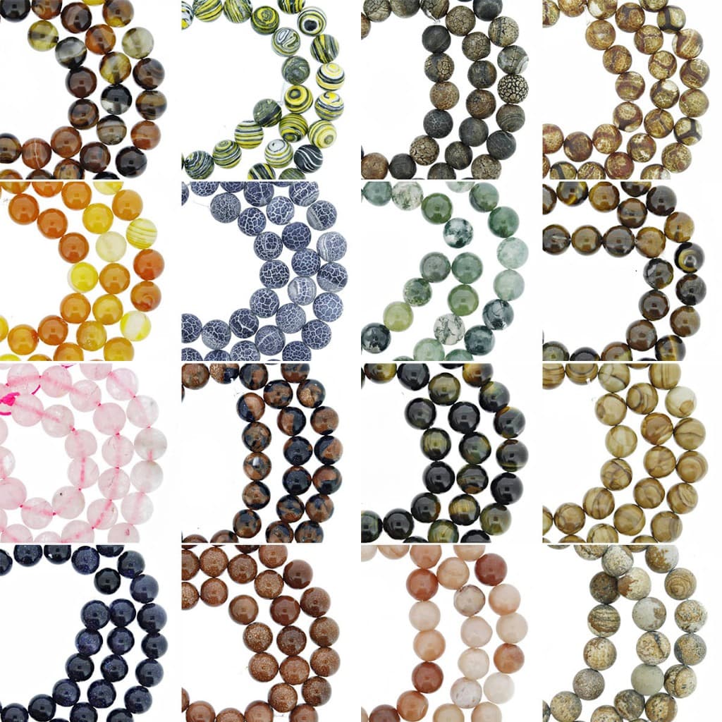 Contas de Pedras Naturais para Pulseiras Colares - 8mm - 30 Peças - Escolha o Modelo
