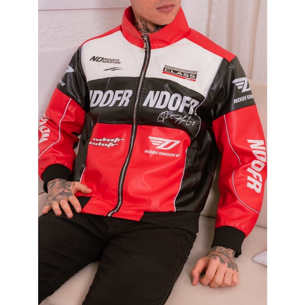 Jaqueta de Couro de Motocicleta de Moda Nova para Estilo de Namorado, Jaqueta de Motoqueiro Grande Colorida em Contraste