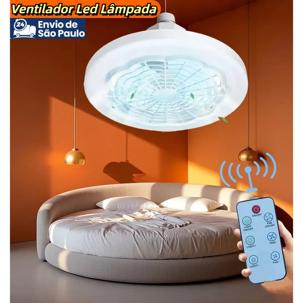 Ventilador De Teto Com Led Lâmpada Novo Com Ajustável Luz Controle Remoto Incluído E27