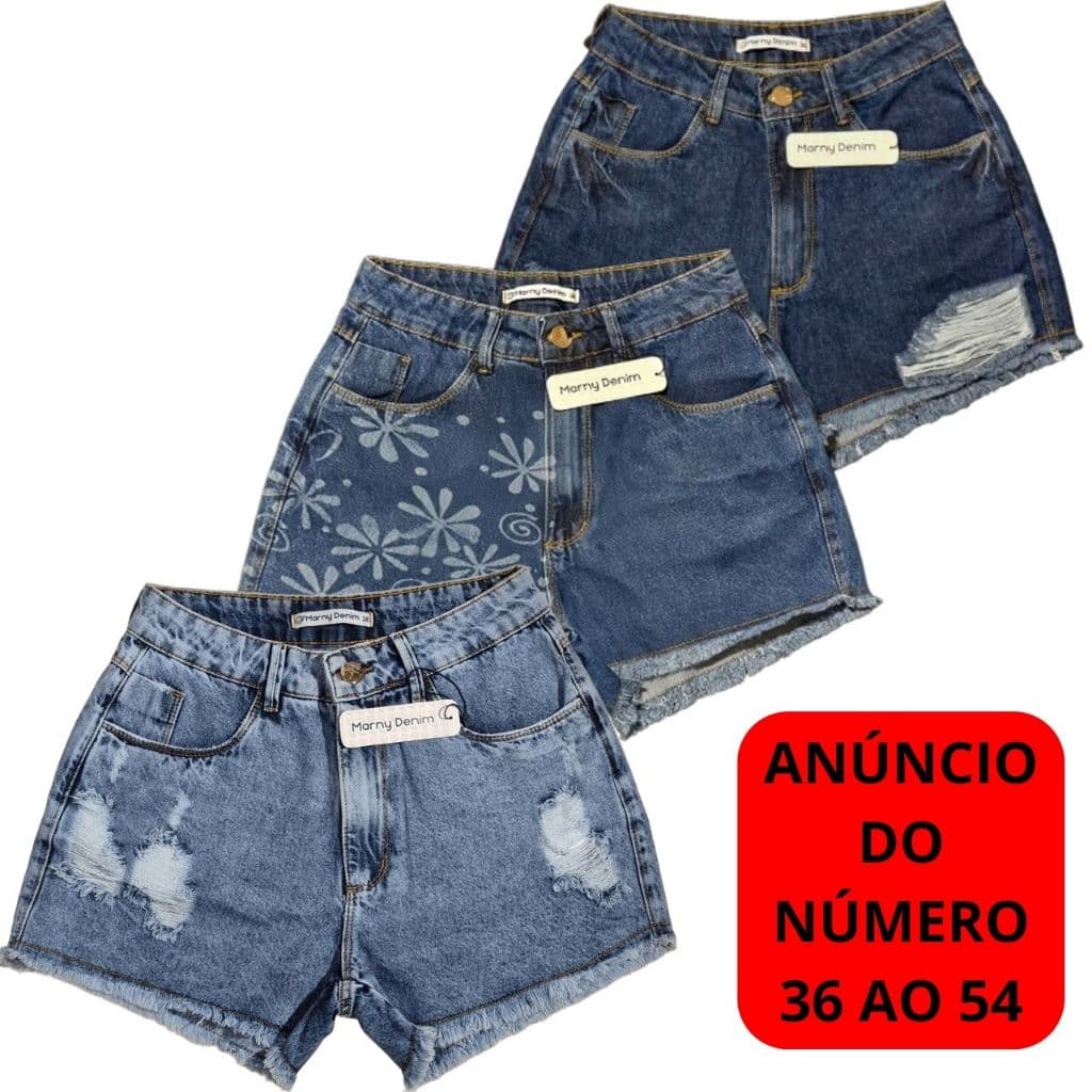 Short Jeans Feminino Desfiado Cintura Alta Bermuda Cós Alto Premium Sem Elastano 100%Algodão
