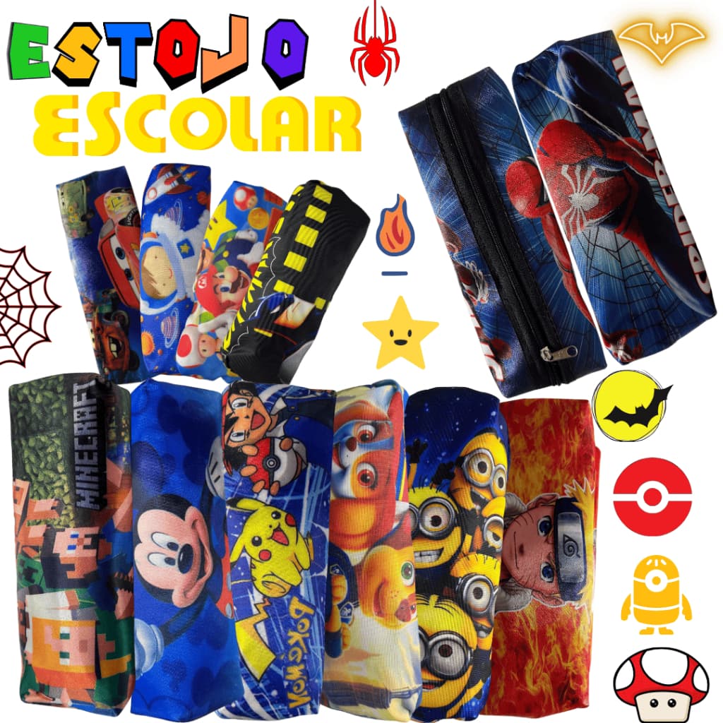 Estojo Bolsinha Escolar Bolsa Porta Lapis Estojo Personagens