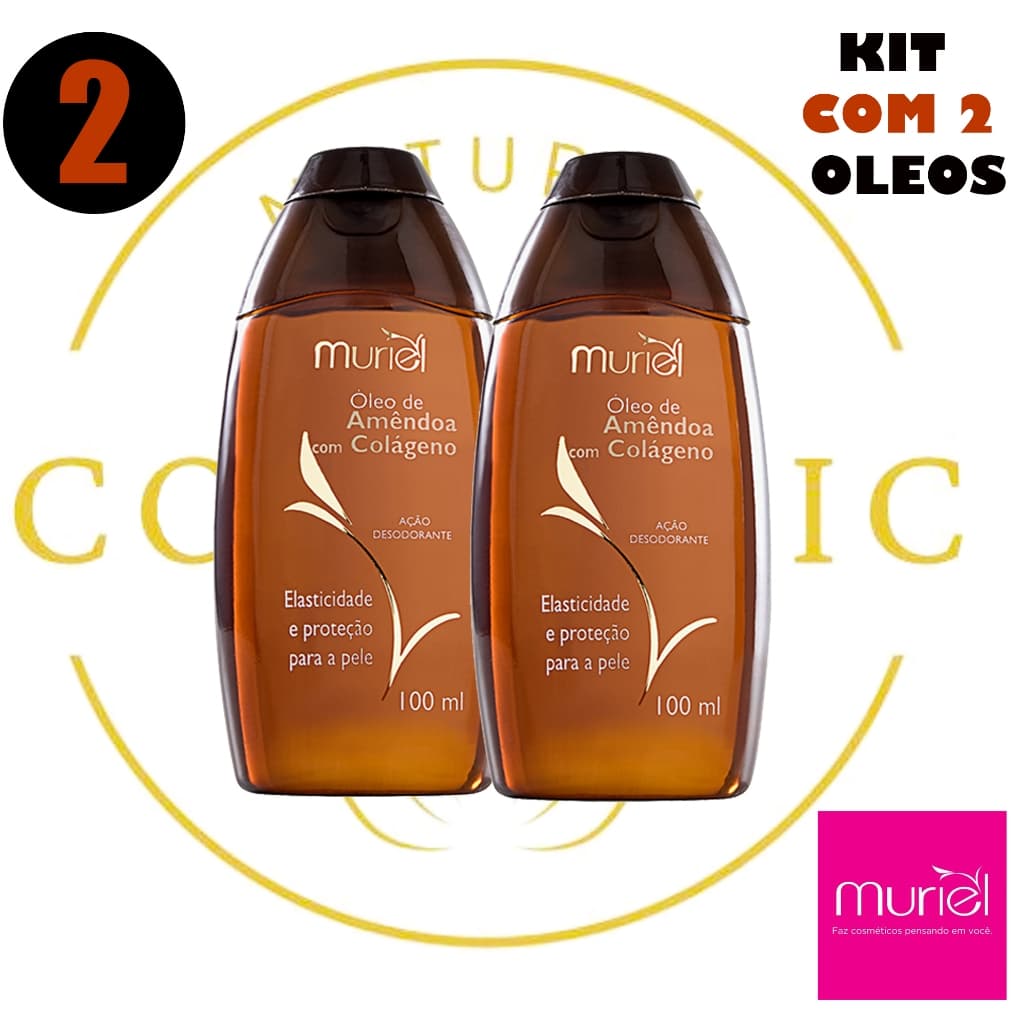 KIT COM 02 UNIDADES  ÓLEO CORPORAL DE AMÊNDOAS 100ML MURIEL ORIGINAL